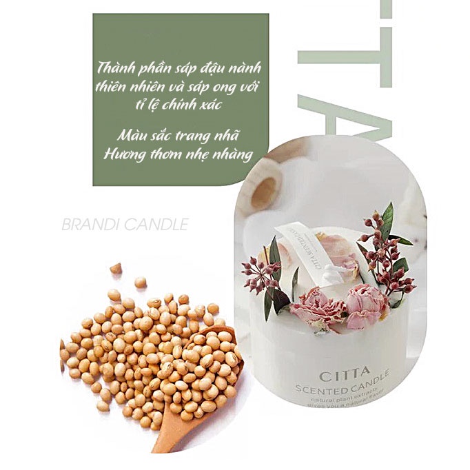 [Set quà kèm túi] Nến thơm Citta trang trí hoa khô tự nhiên set quà tặng kèm túi sang trọng
