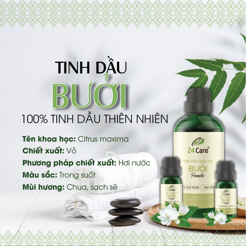 Tinh dầu 24Care bưởi việt nam 100ml - Xông thơm phòng, khử mùi, đuổi muỗi