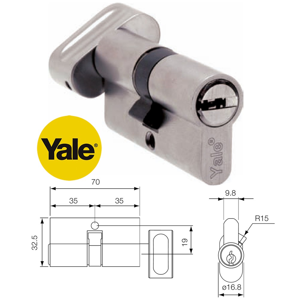 RUỘT KHÓA CAO CẤP YALE 2 ĐẦU CHÌA INOX MỜ - THƯƠNG HIỆU ASSA ABLOY - CHÌA VI TÍNH CHỐNG TRỘM