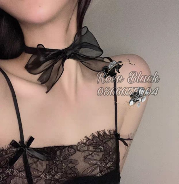 Vòng cổ đen cực quyến rũ phong cách gothic mã 998OZ