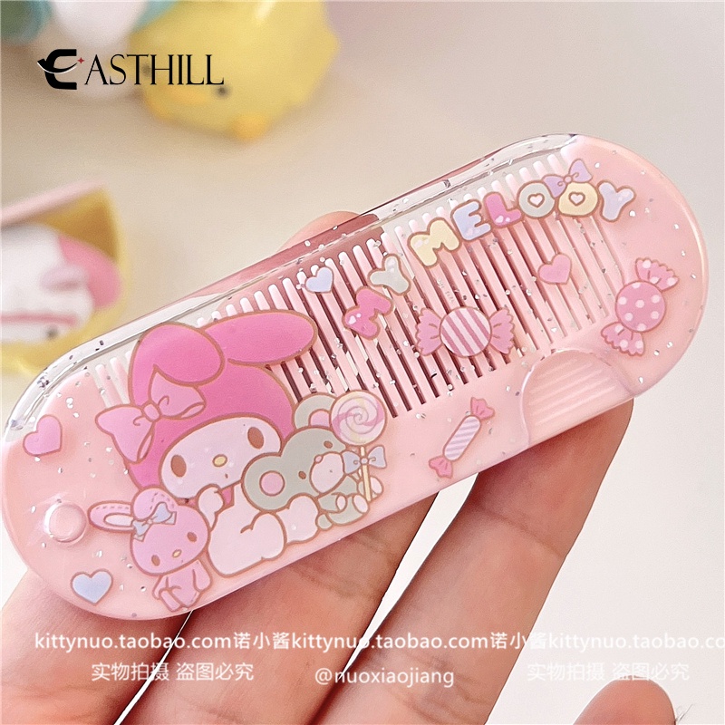 SANRIO Lược Gấp Gọn Họa Tiết Hoạt Hình Hello Kitty Cinnamoroll Mymelody Kuromi Đáng Yêu
