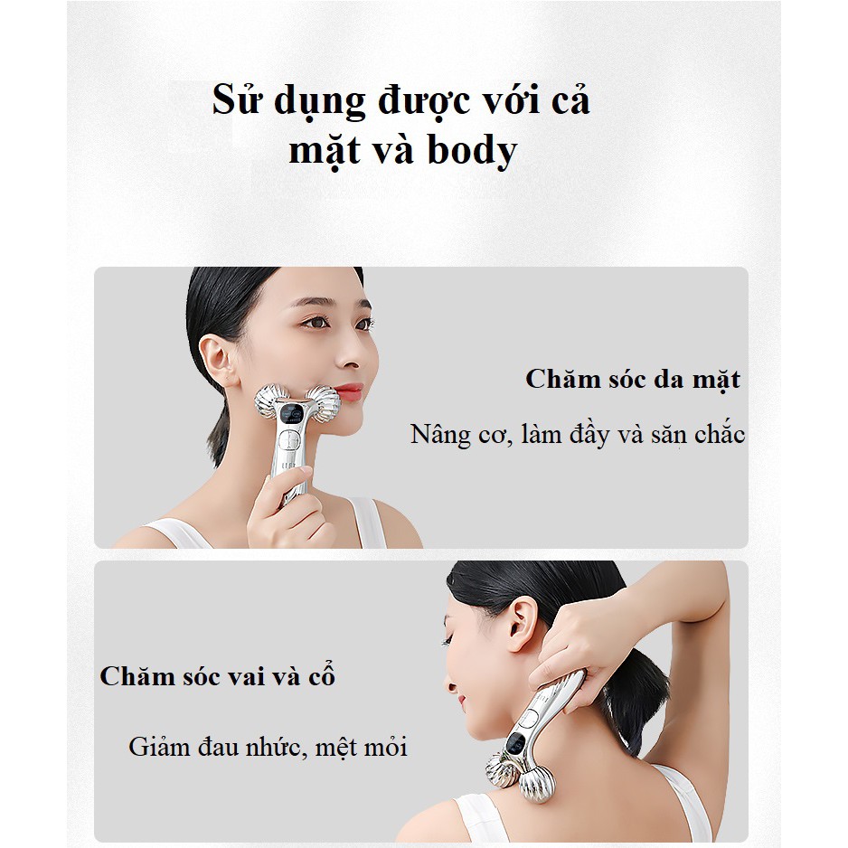 Cây lăn mặt, body bằng sóng điện từ EMS và rung Sonic - nâng cơ, đốt mỡ, định hình mặt Vline, giảm mệt mỏi