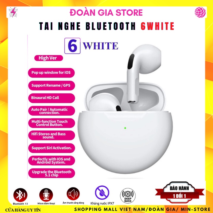 Tai Nghe Bluetooth Pro 6 Cảm Biến kèm Định Vị và Đổi Tên