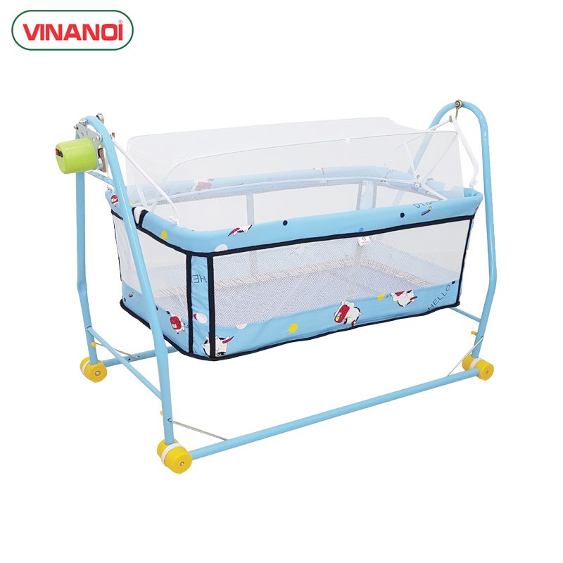 Nôi điện kèm võng xếp 2 trong 1 có máy đưa tự động VINANOI cho bé từ 8-20kg