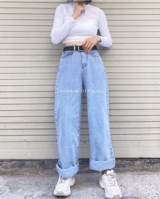 [Big Size] Quần Ống Rộng Dài Form To Chuẩn - Lưng Cao/TRƠN BASIC 2 MÀU SIÊU TÂY /Quần Jeans Ống Rộng Size Đại | BigBuy360 - bigbuy360.vn