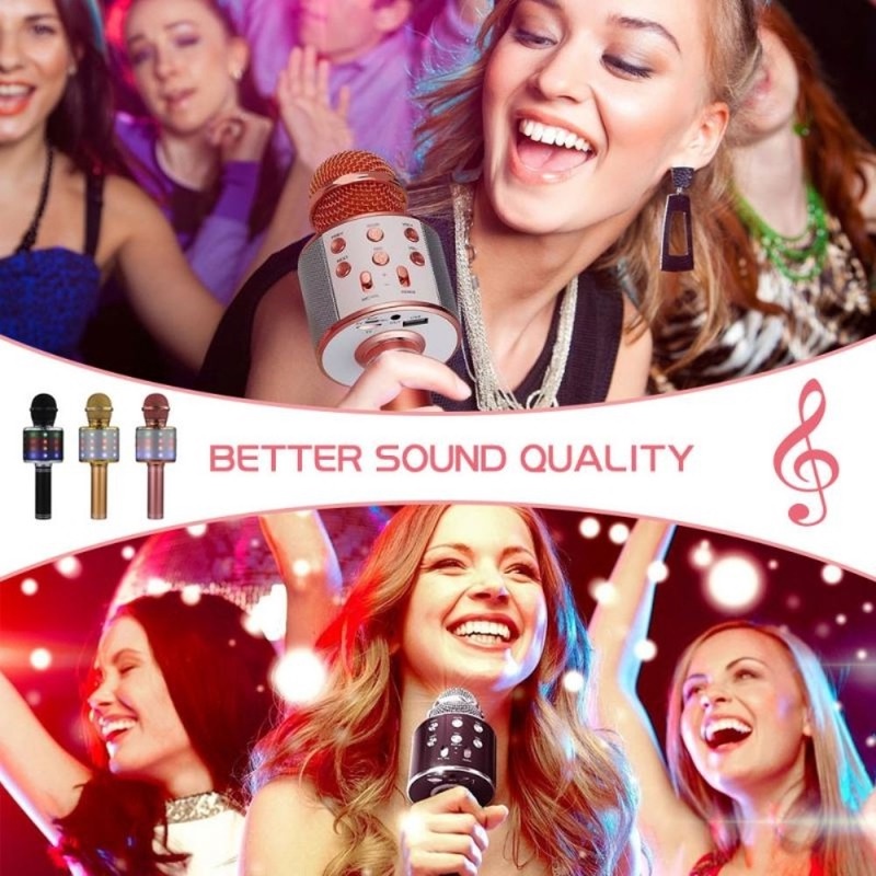 WS858 Loa LED Nâng Cấp Mới Micrô Hát Karaoke Không Dây KTV Bluetooth Loa Hát Nhạc Mikrofon