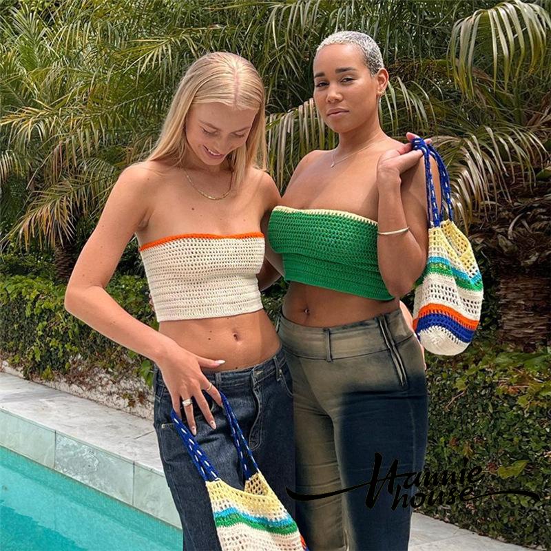 Hannie-áo Ống Dệt Kim Hai Cách Mặc Trước Và Sau Thời Trang Mùa Hè Cho Nữ Lưng