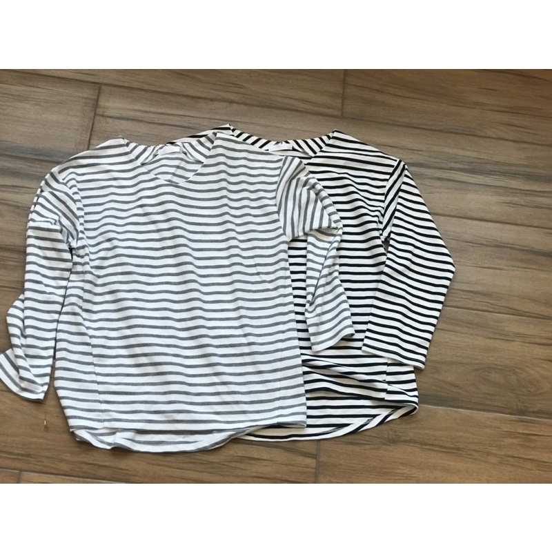 Áo thun nữ tay dài dáng suông sọc ngang-hàng xuất Nhật Dreskip