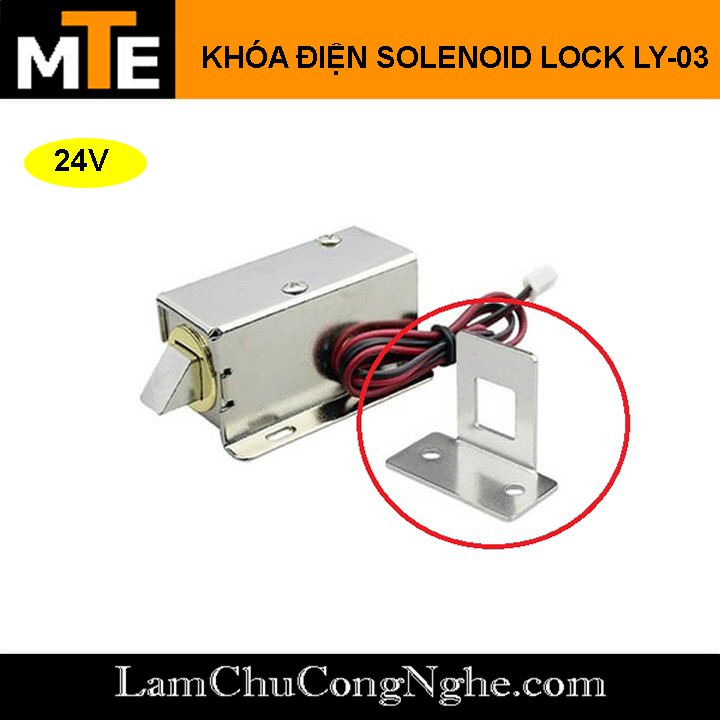 Khóa điện Solenoid Lock LY-03 - Khóa điện DC 12-24V + bản lề