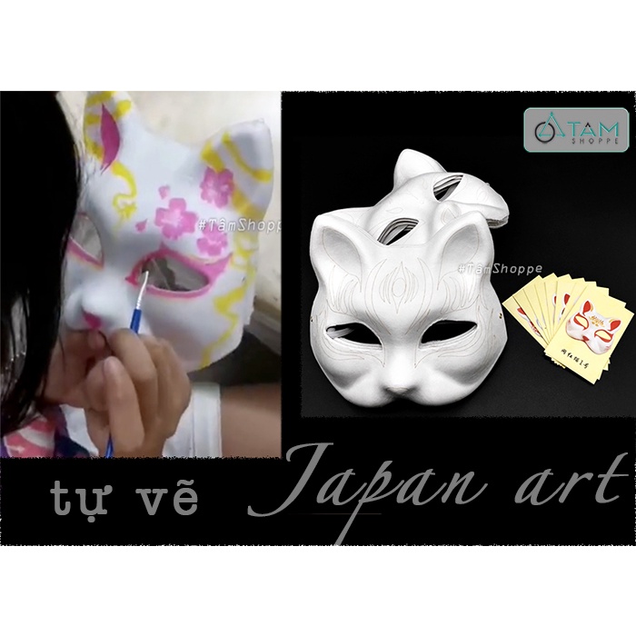 [TỰ VẼ] Mặt nạ mèo Nhật tự vẽ tay DIY ngẫu nhiên mẫu HLW-MN-85