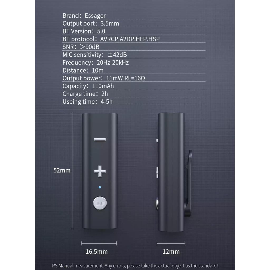 Bộ Phát Nhạc Không Dây Bluetooth Bộ thu Essager Bluetooth 5.0 cho Tai nghe Jack 35mm