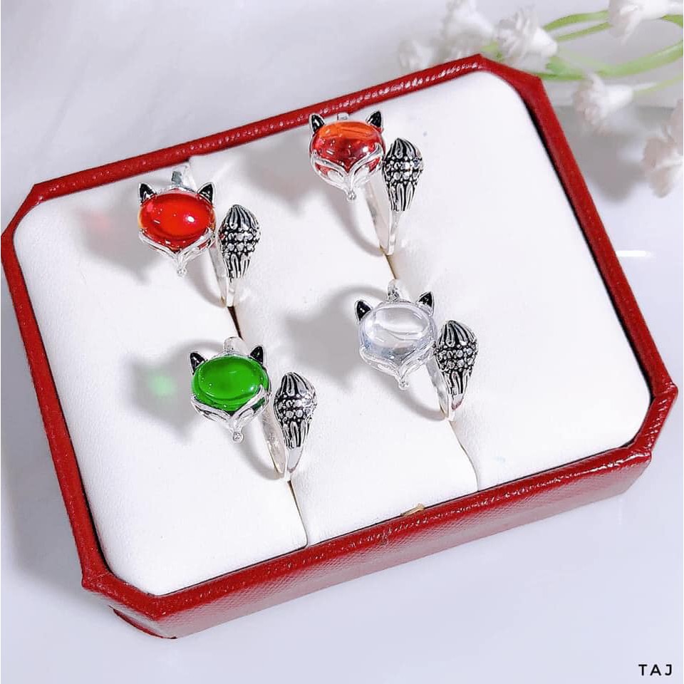Nhẫn nữ bạc gắn mặt hồ ly phủ sơn đen cao cấp - Bạc Bibi - BBS