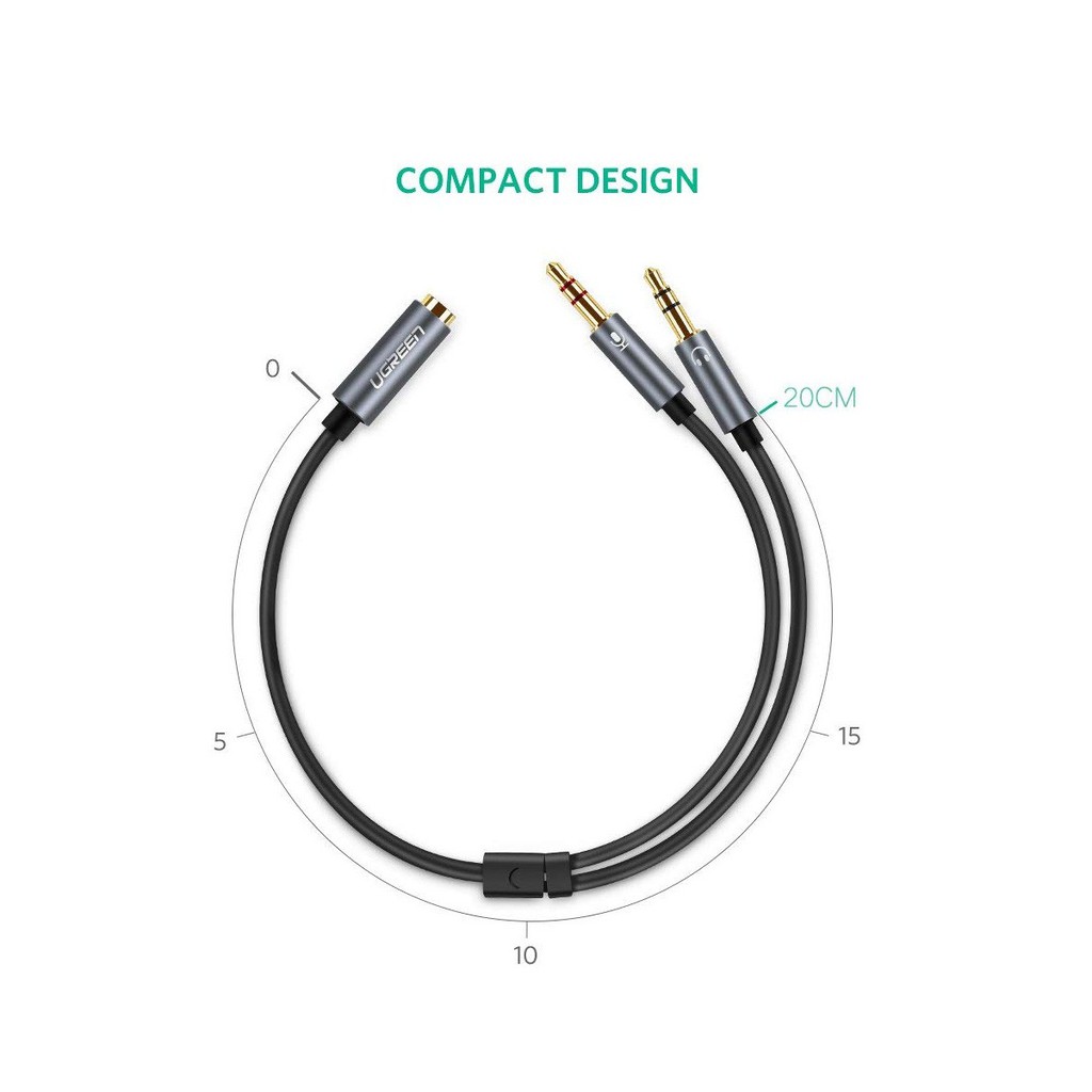 _Cáp Chia tai nghe 3.5mm Âm Sang Mic Và Loa Dương UGREEn 20899
