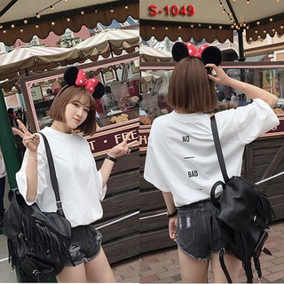 S-1049 áo thun nữ màu trắng chữ no bad days