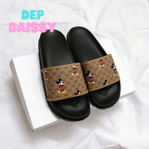 dép gucci mickey nâu GC quai ngang full box bill nam nữ đẹp hàng cao cấp