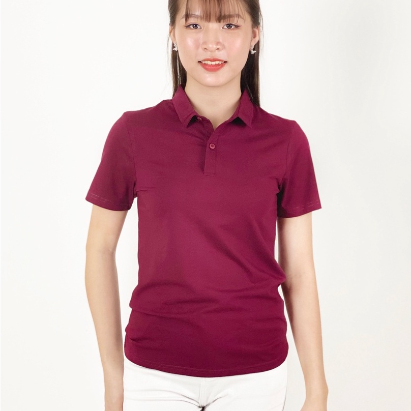 Áo thun nữ Cổ Sơ Mi (Cổ trụ) TOLI, chất cotton 4 chiều mềm mịn, co dãn Màu Tím