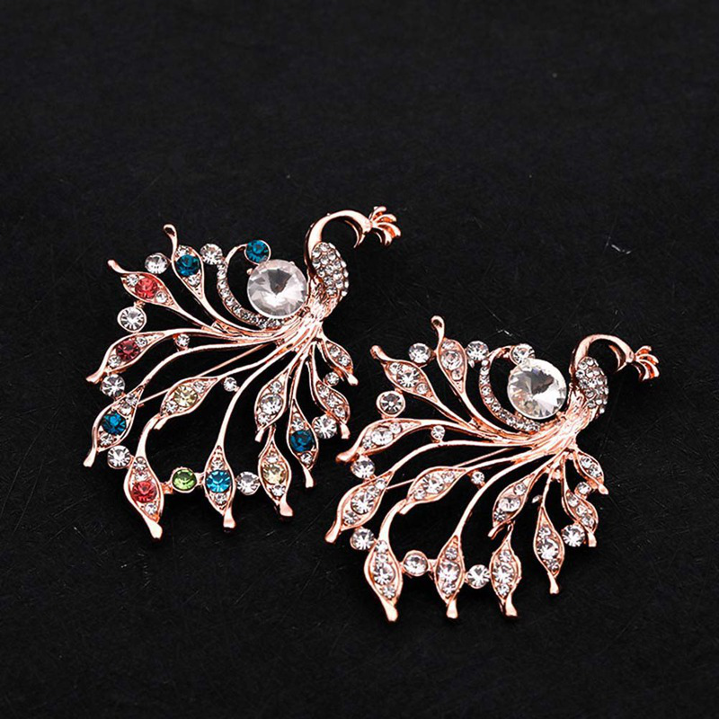 Attract Trâm cài áo hình chim công đính đá và pha lê lấp lánh nhiều màu sang trọng thời trang cho nữ