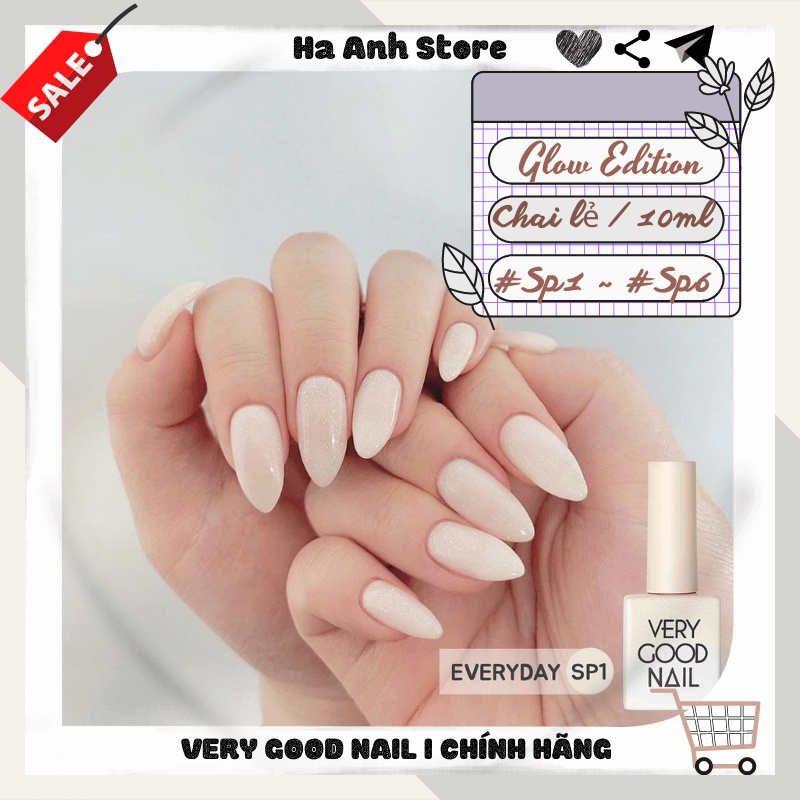 Very Good Nail Sơn Gel Thạch cao cấp Hàn quốc, Chọn màu Set Glow Pearl Collection, Chai lẻ 10ml