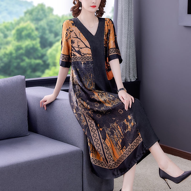 Đầm Dự Tiệc Dáng Rộng Cỡ Lớn Thời Trang Mùa Hè Hàng Mới Cho Nữ Trung Niên Cỡ Lớn 2022