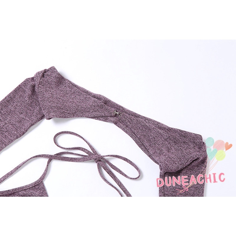 DUNEA Áo Tank Top Tay Dài Thiết Kế Hở Lưng Quyến Rũ Cho Phái Nữ