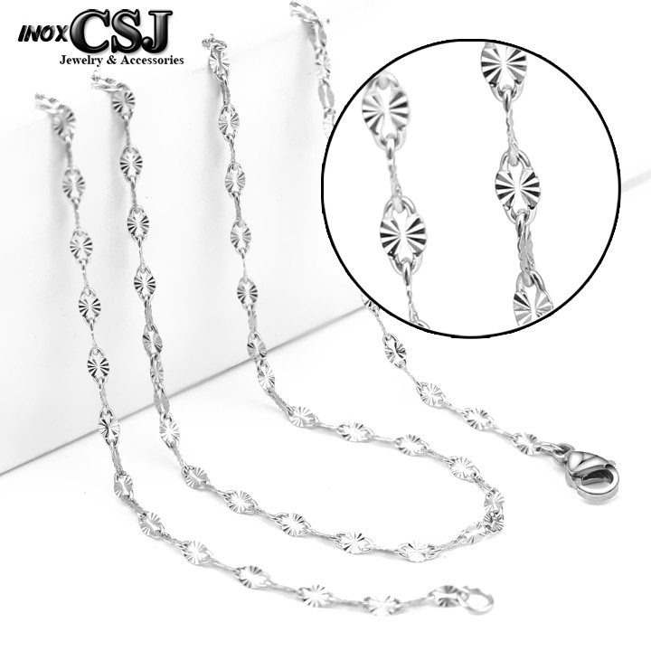 sỉ 02 DÂY CHUYỀN LÁ ME INOX CHẠM CHIẾU CỰC SÁNG D036 đẹp, không đen
