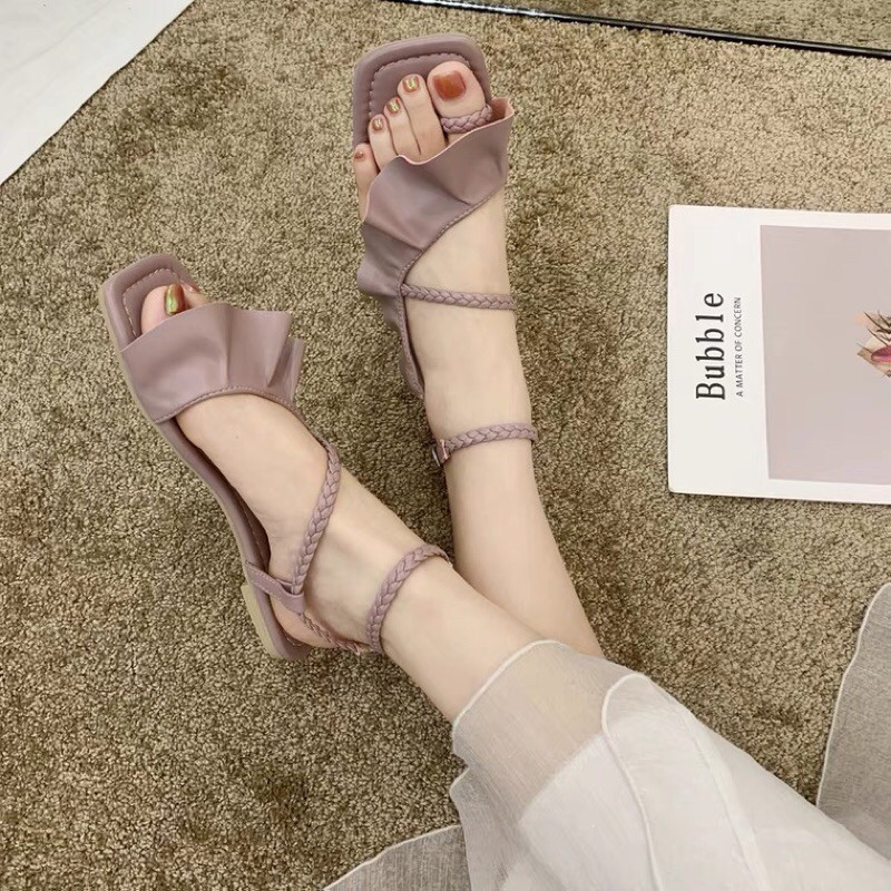 GIÀY SANDAL ĐẾ BỆT 🎀 QUẤN DÂY VIỀN BÈO 🎀 PHONG CÁCH VINTAGE ✨MANG ĐI DU LỊCH CỰC XINH XẮN DỄ THƯƠNG