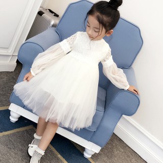 Đầm Bé Gái Tay Dài Phối Lưới