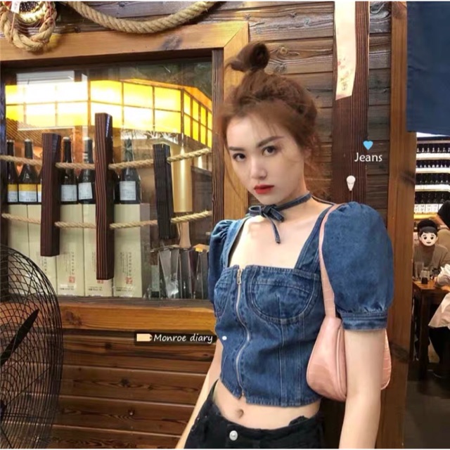Áo croptop bò tay bồng mẫu mới hot 2020 hàng Quảng Châu shop mỗi tháng bán 10k sản phẩm