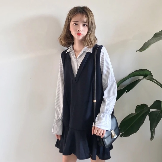 Đầm đuôi cá liền áo sơ mi thanh lịch ulzzang 🎀🎀 | BigBuy360 - bigbuy360.vn