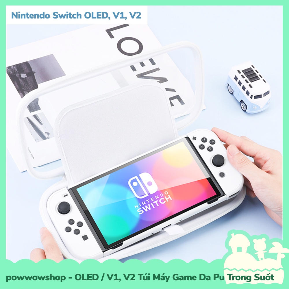 [Sẵn VN - Hỏa Tốc] OLED / Switch V1, V2 Túi Đựng Máy Game Da Pu + Nhựa Trong Suốt Colorfull Nintendo Switch