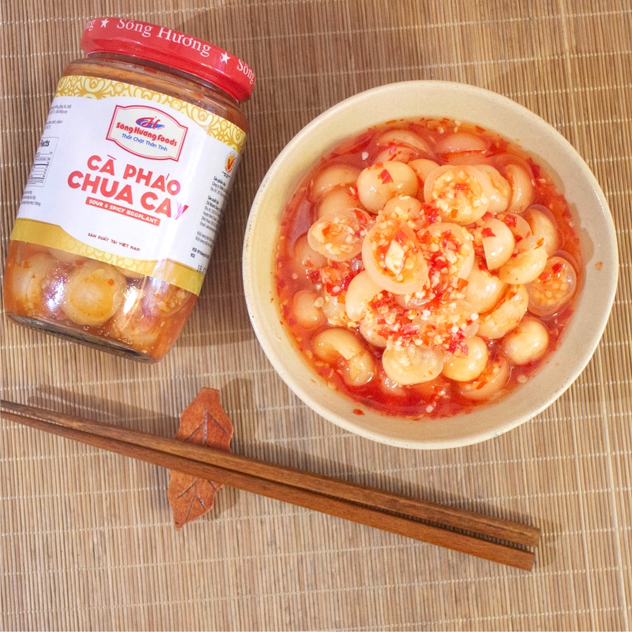 Cà Pháo Chua Cay Sông Hương Foods Hũ 390g - Ăn Kèm Cơm, Bún, Phở, Mì Tôm, Ăn Vặt, Thịt Nướng