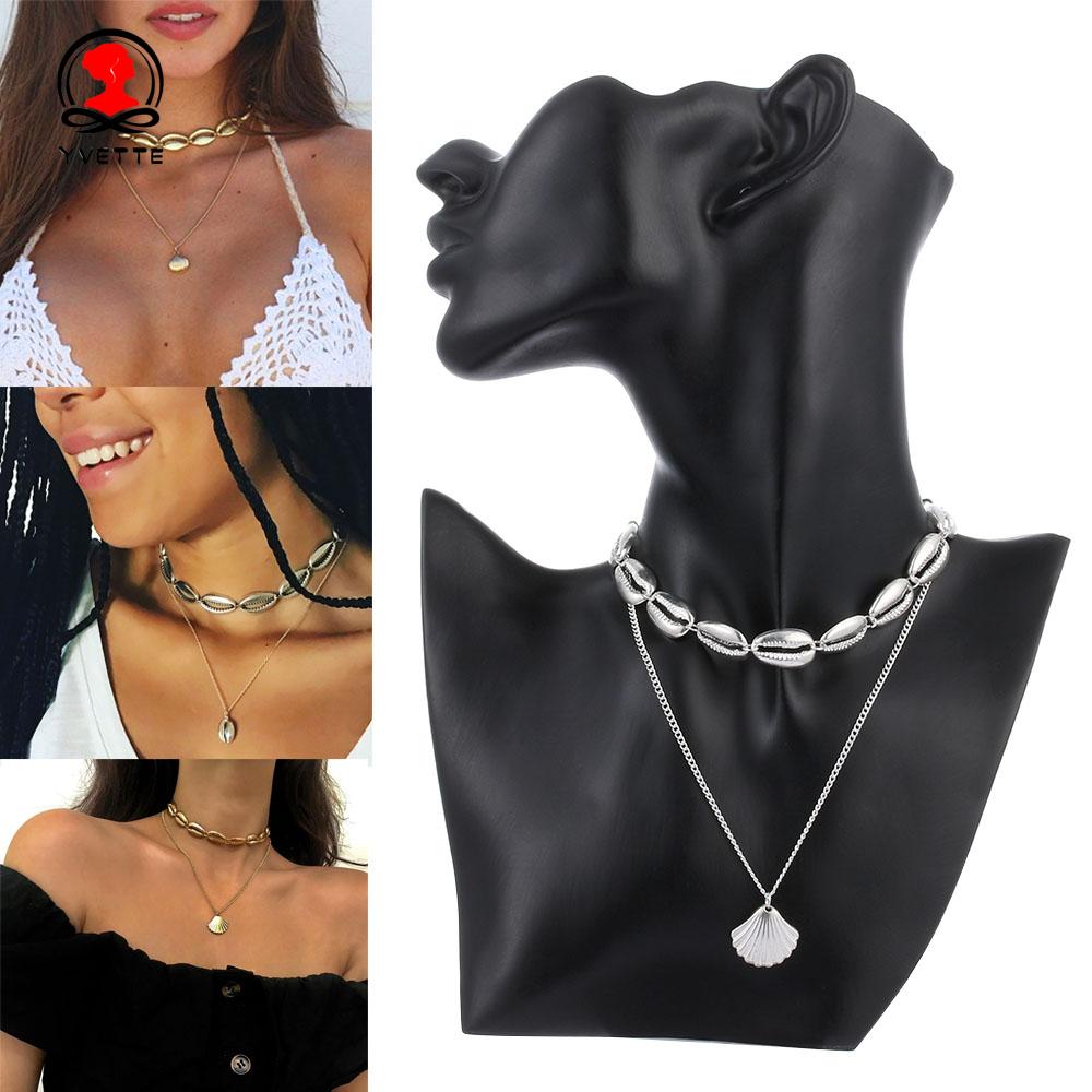 Vòng Cổ Choker Nhiều Lớp Mặt Vỏ Sò Thời Trang Mùa Hè Cho Nữ