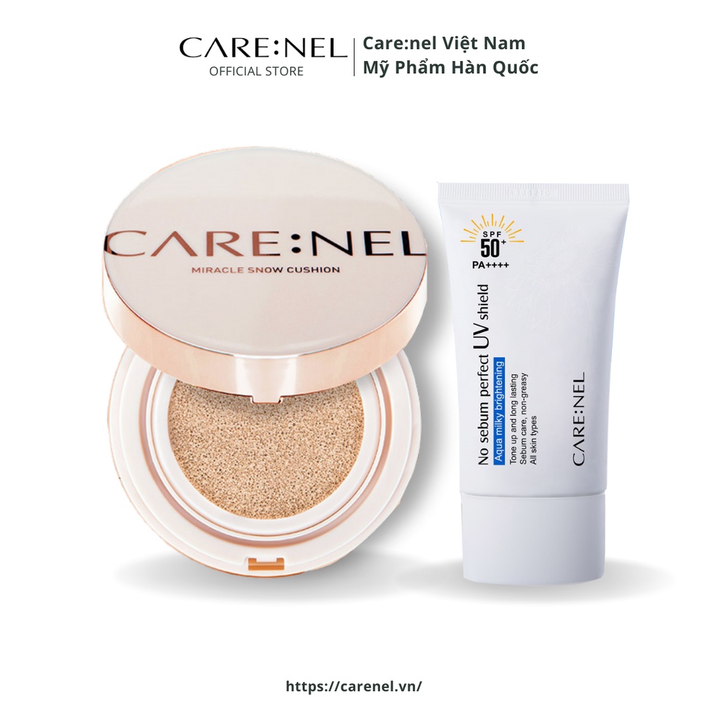 Kem chống nắng No Sebum SPF50+/PA++++50ml và Phấn nước Miracle Snow Cushion