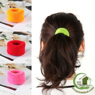 Dây thun cột tóc bản lớn - dây len buộc tóc nhiều màu -  giao màu ngẫu nhiên