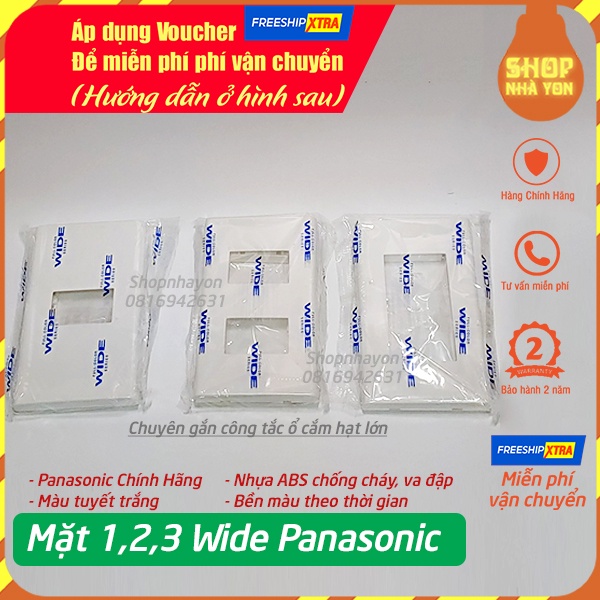 Mặt nạ ổ điện Panasonic WIDE trắng tuyết chống cháy chống va đập gắn hạt lớn - Mặt nạ âm tường