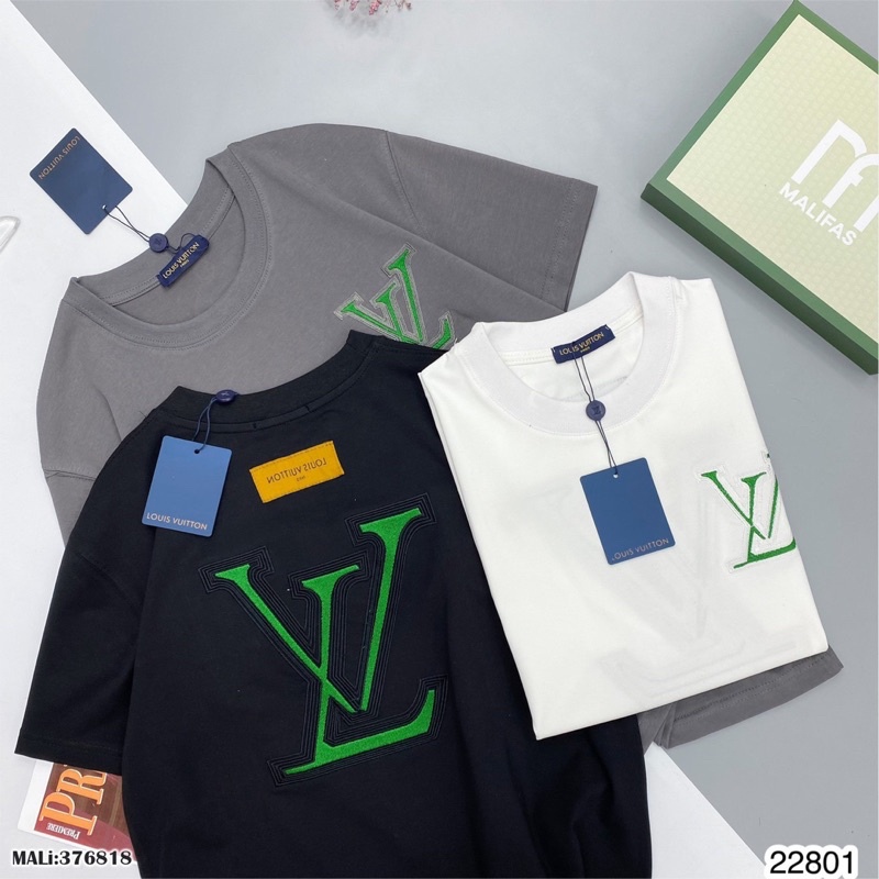 Áo Phông LV Nam Nữ Cao Cấp - Áo Thun Cộc Tay Chữ Lv Siêu Đẹp Chất Cotton Co Dãn 4 Chiều - Áo From Rộng