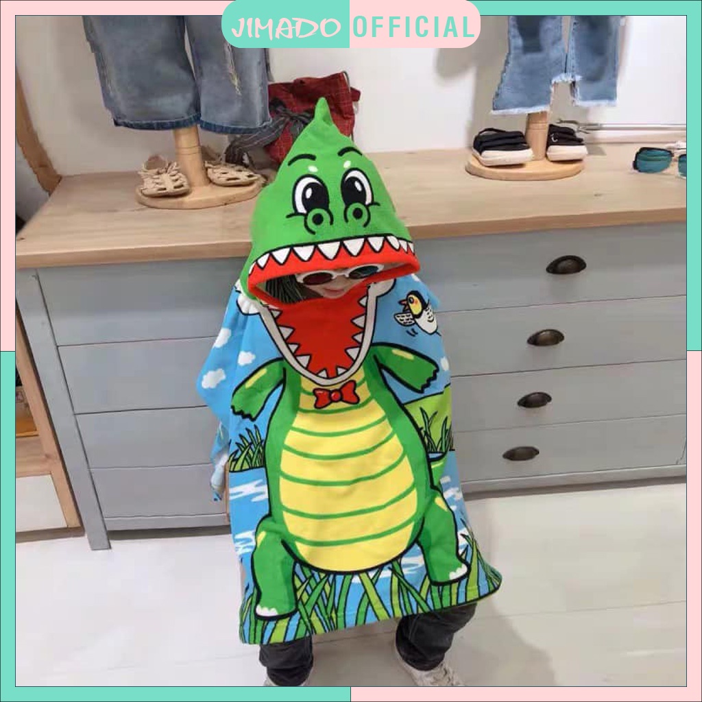 Khăn tắm áo choàng cho bé chất bông thấm hút tốt có mũ trùm đầu đi biển JIMADO D1.108.6