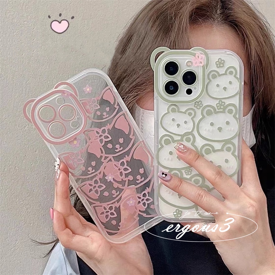 Ốp Điện Thoại Mềm In Hình Gấu Cho iPhone 14 13 12 11 Pro Max SE2020 X XR Xs Max 7 8 6 6s Plus