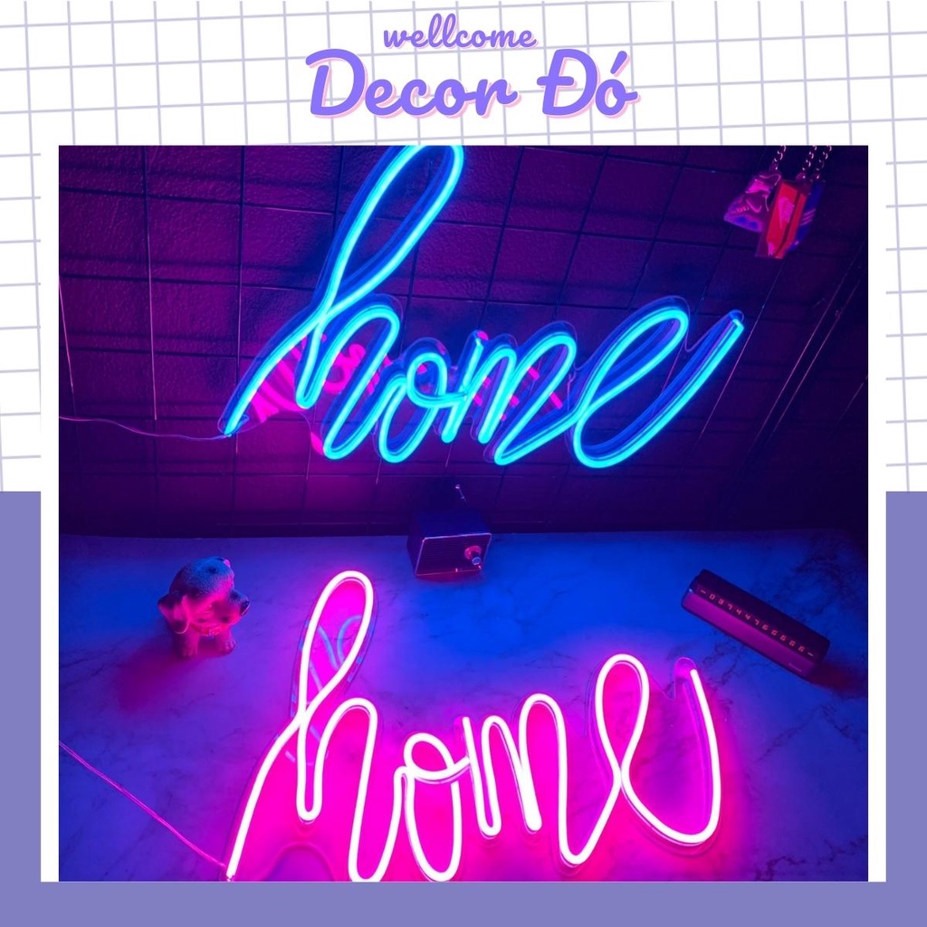Đèn NeonSign | Chữ Home | Kích Thước 39x22cm | Quà Tặng Trang Trí Cực Chất , Siêu Sáng & Tiết Kiệm Điện Với Led 12v |