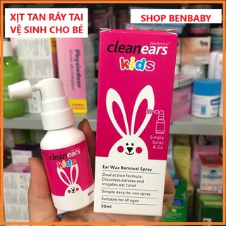 Xịt Tan Ráy Tai Cho Bé Cleanears Kids 30ml ( xịt tan ráy tai ÚC)