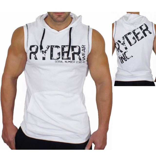 Áo Tank Top Tập Gym Nam Có Mũ Ryder Vải Cotton 100%  ཾ ྇