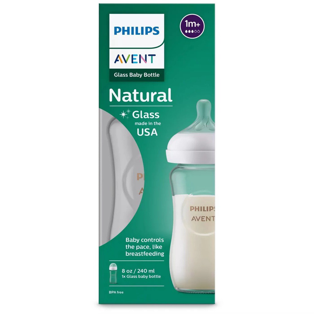 Bình sữa thủy tinh Philips Avent Natural mô phỏng tự nhiên 120ml/240ml