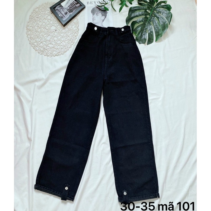Quần baggy jean nữ M101 ✈️FREESHIP✈️ Quần baggy jean nữ lưng cao size đại kiểu lai gấp nút hàng VNXK bigsize 80kg 2KJean | BigBuy360 - bigbuy360.vn