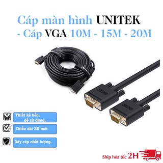 Cáp màn hình unitek - cáp vga chính hãng 10m - 15m - 20m thiết kế chống nhiễu vất liệu chống nhiễu kép, sắc nét y-c508