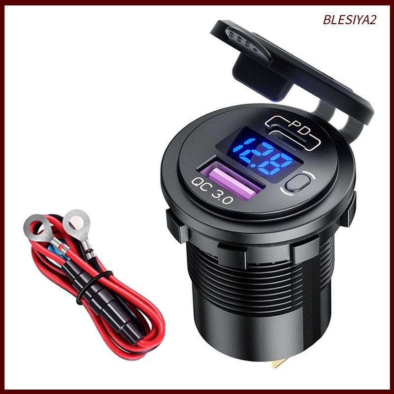 [BLESIYA2] Dual USB Car Charger Quick Charge PD&amp;QC 3.0 Voltage Measure