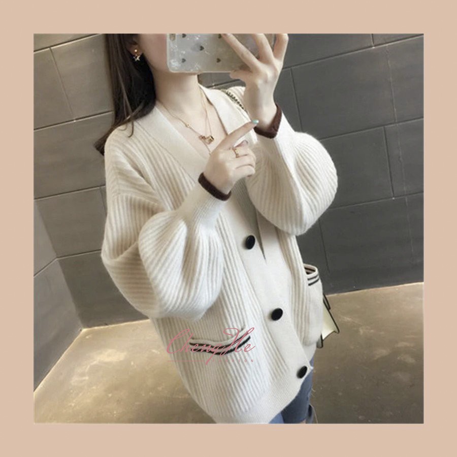 Áo Cardigan len mỏng nữ yay bồng thời trang thu đông A00165