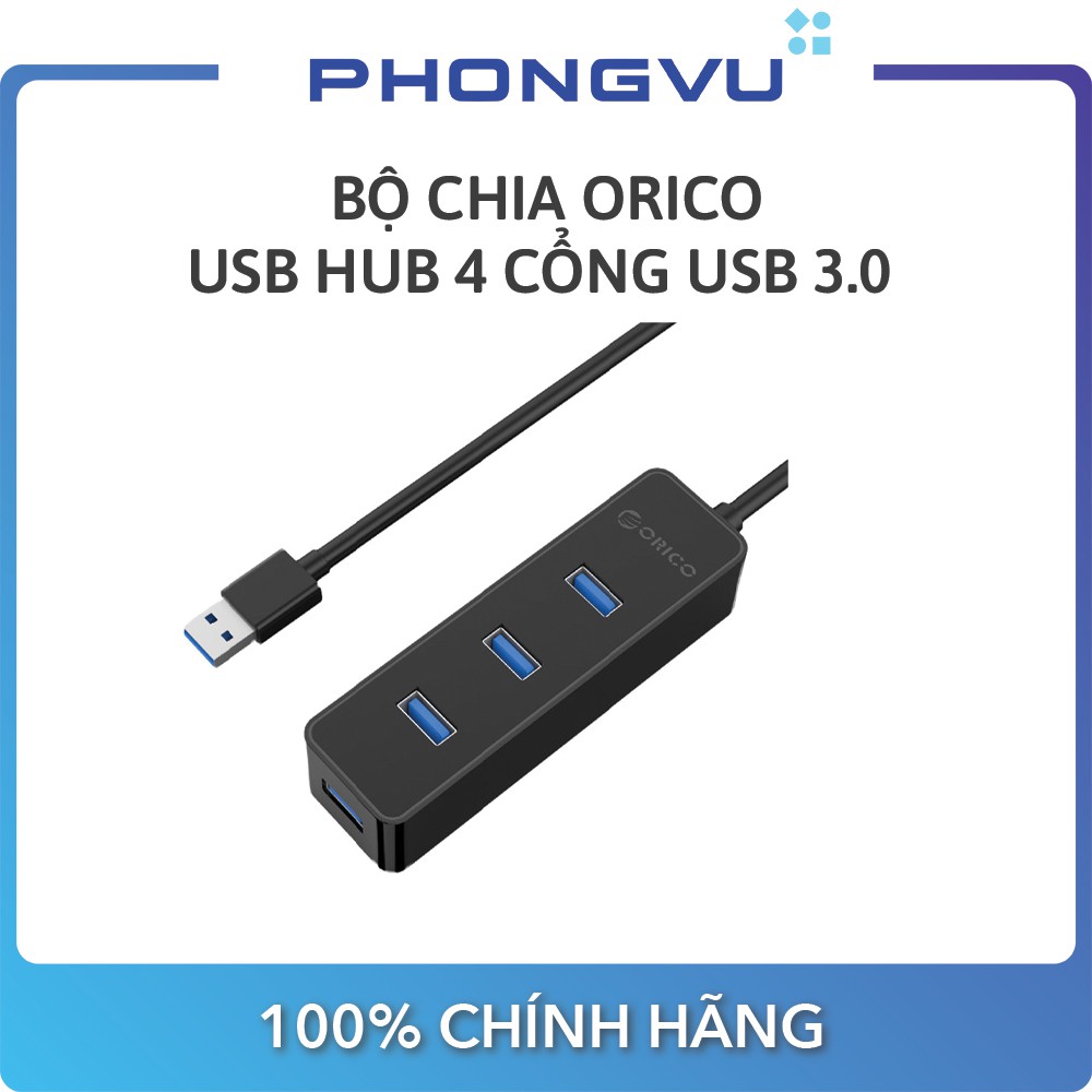 Bộ chia Orico USB HUB 4 cổng USB 3.0 (W5PH4-U3BK) (Đen) - Bảo hành 12 tháng