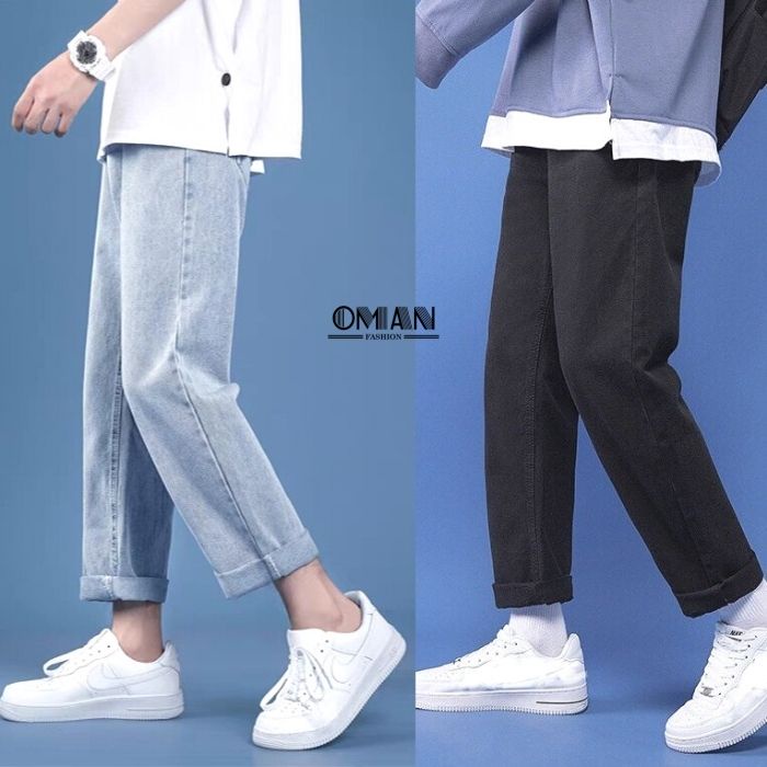 Quần jean ống suông nam nữ , quần baggy unisex dáng rộng Hàn Quốc- OMAN QJ011