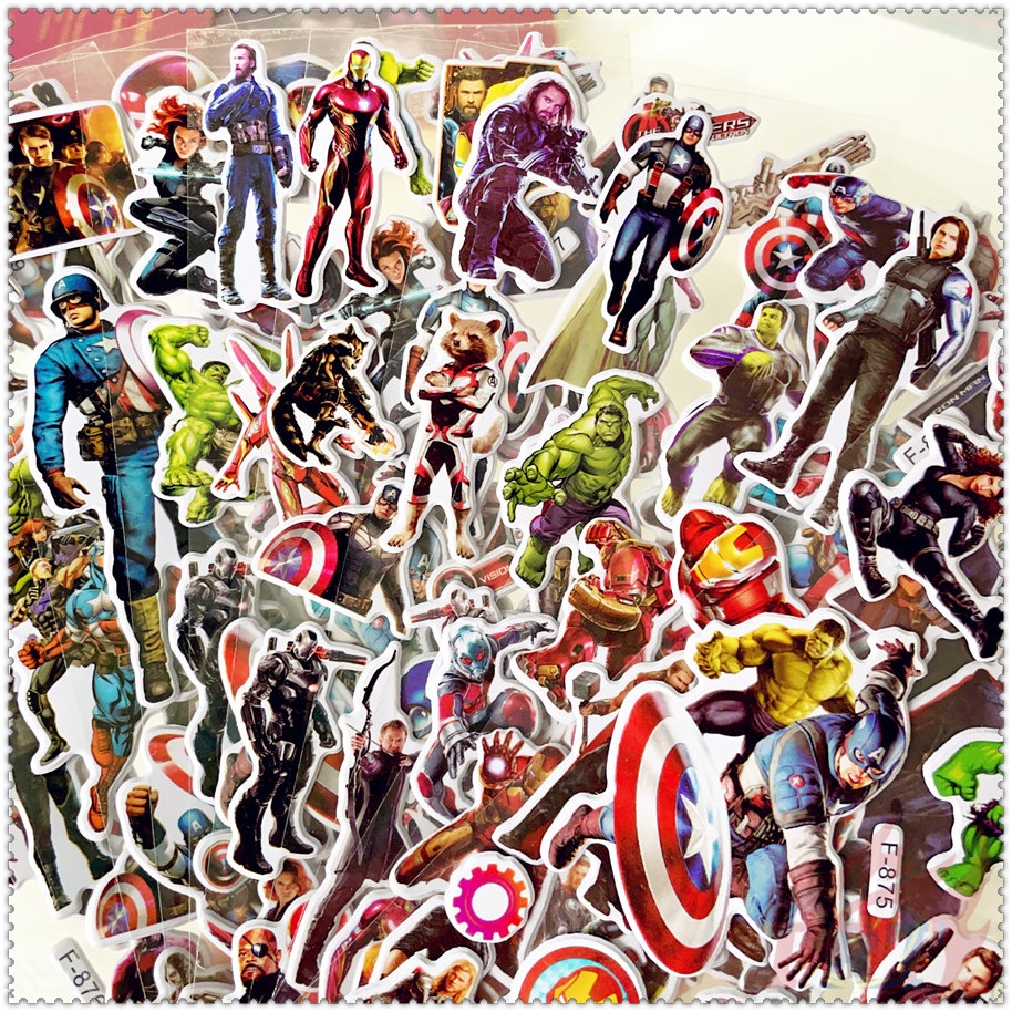 ▶ Bộ 5 Tấm Sticker Dán Hình Siêu Anh Hùng Marvel Q-1 ◀ Miếng Dán PVC 3D Chống Thấm Nước Chất Lượng