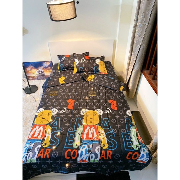 Bộ chăn hè trần bông ga gối 5 món poly cotton mùa hè